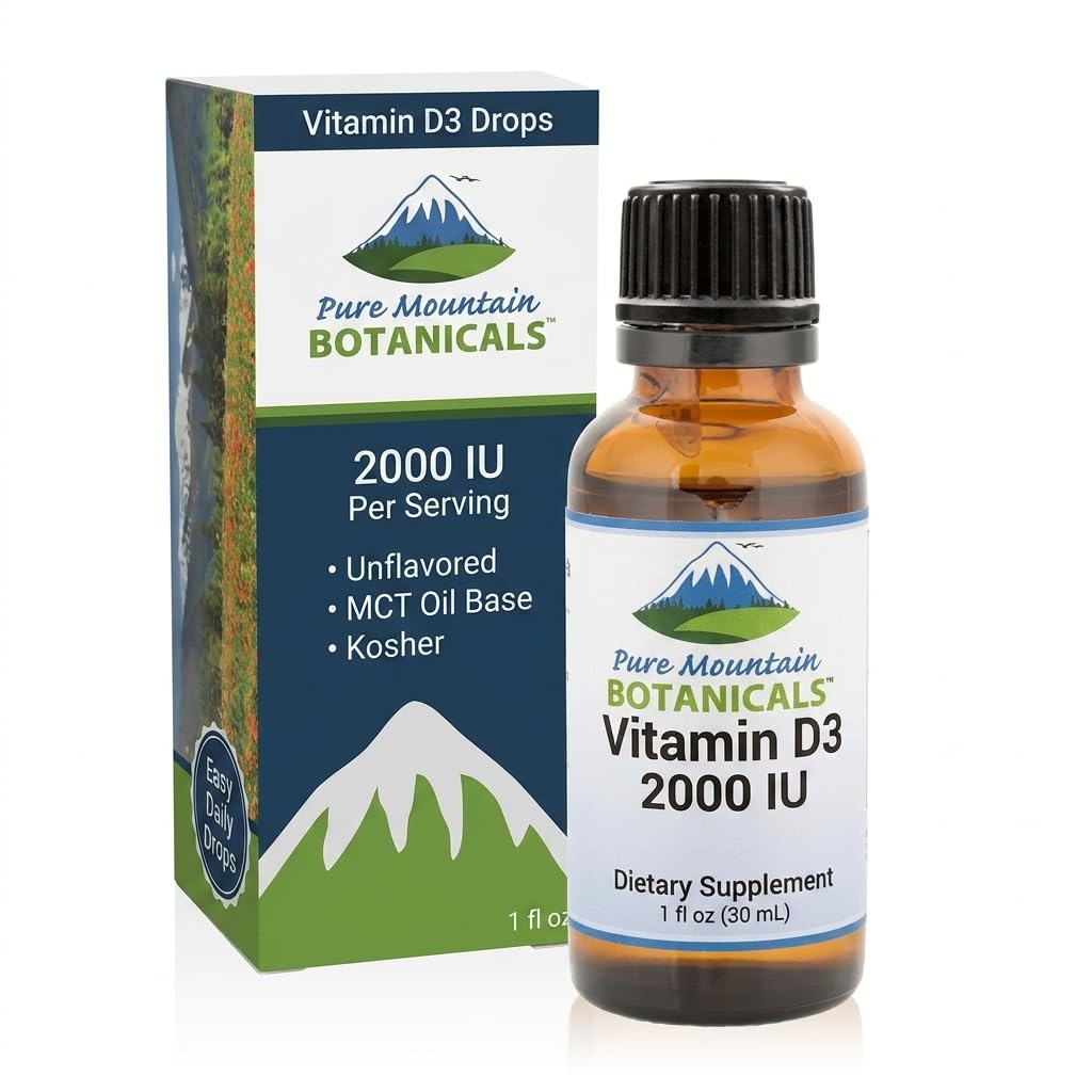 Tekuté vitamín D kvapky - Nechutné Kosher D3 Tekuté kvapky v MCT olej - 2000iu za obsluhu - 1 oz fľaša