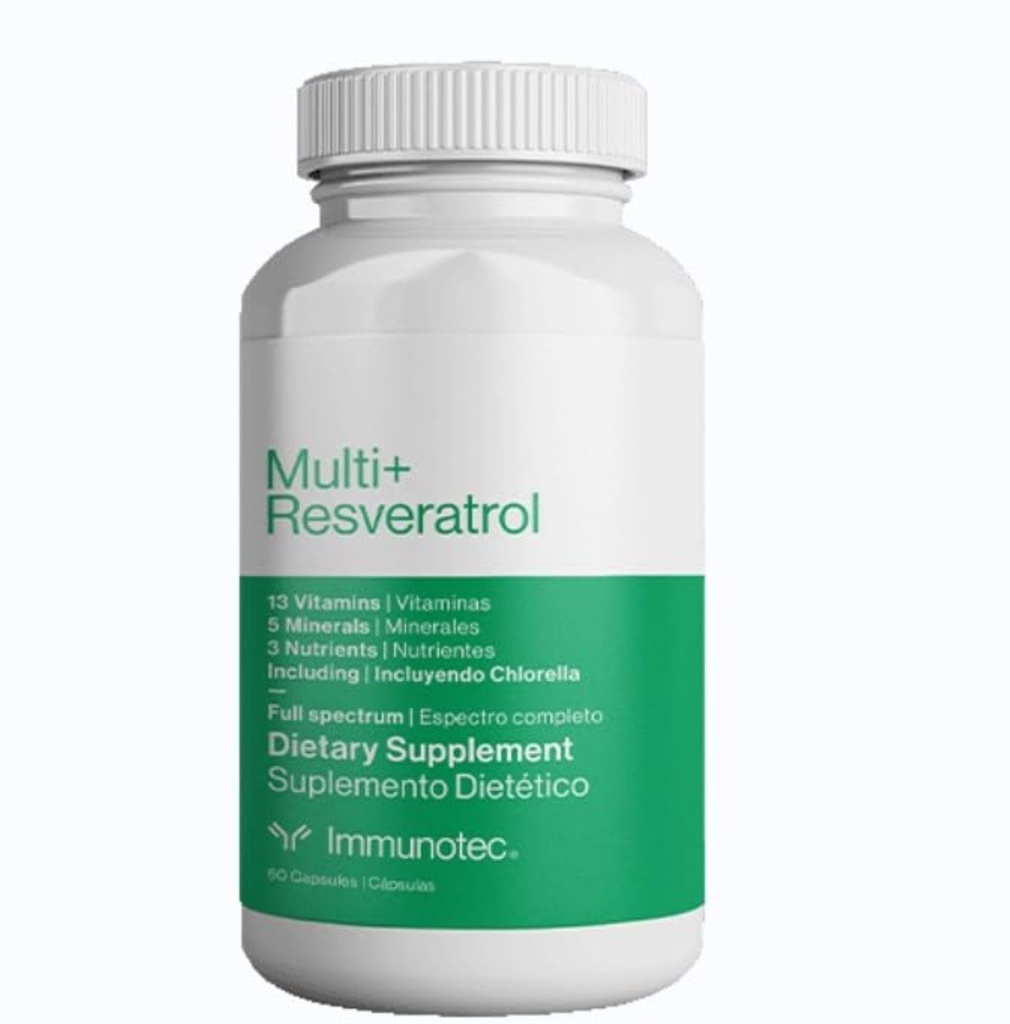 Immunotec - Multi+ Resveratrol - plnospektrálne diétne doplnky - 13 vitamínov, 5 minerálov, 3 živiny s chlórella