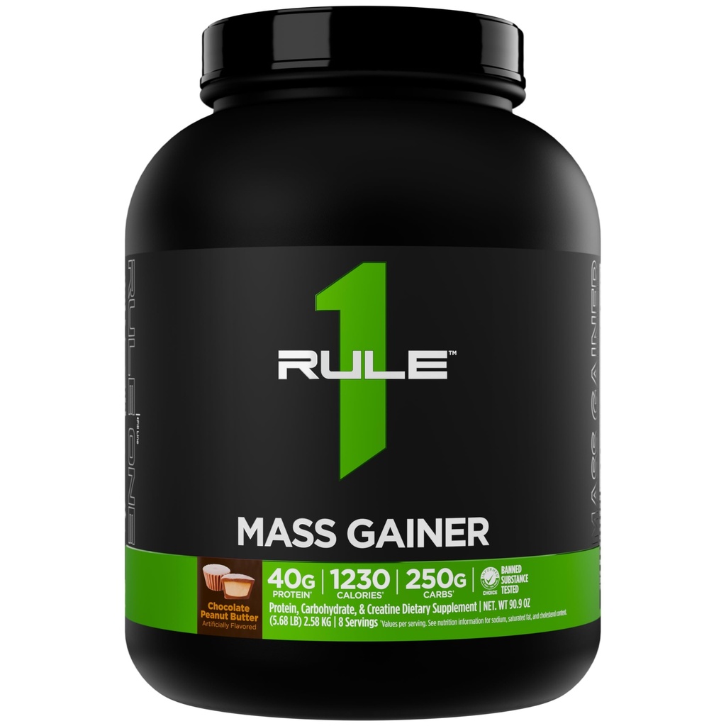 Pravidlo 1 Mass Gainer - High-Calorie Váha Gain Formula s 1,220+ Kalórie, 250g+ Complex Carb Blend, 40g All-Whey Protein Per Serving (8 slúžiace, Čokoládové arašidové maslo)