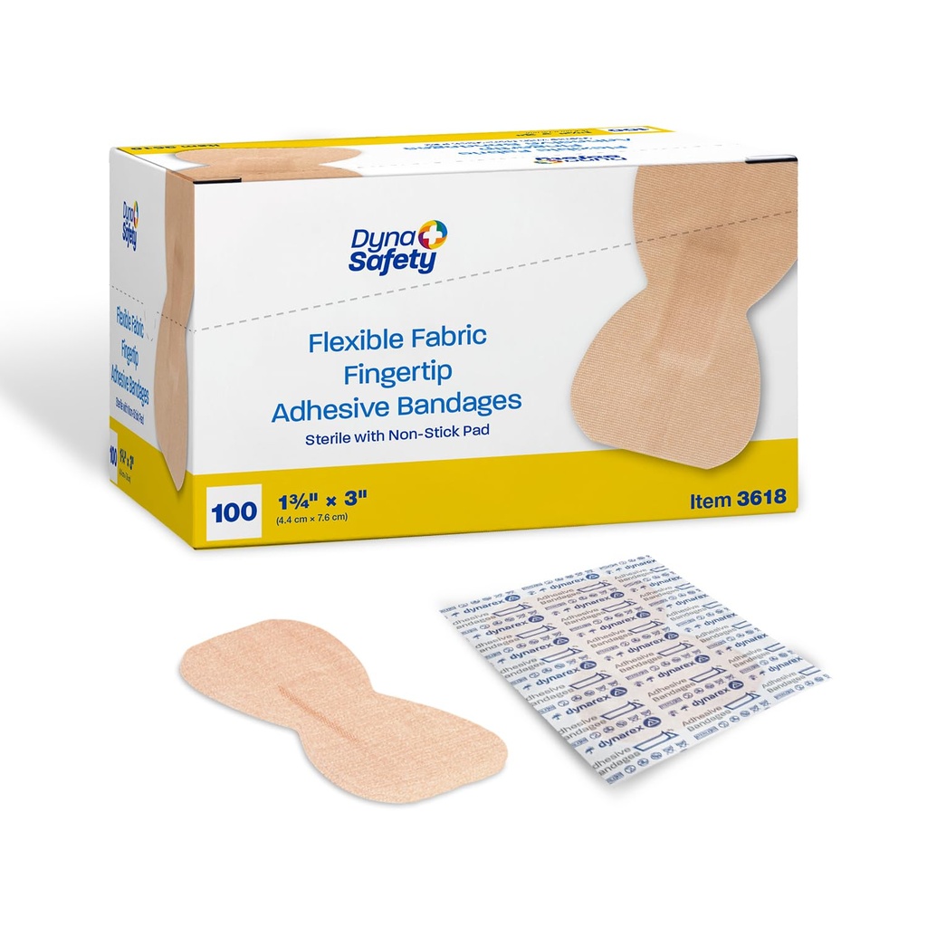 Dynarex Fabric Lepiace pásy - Sterilné a pružné tkaniny pre rany - Neopľúchavé platne - Individuálne zmazané dodávky prvej pomoci - bez latexu - 1-3/4x3," 1 Box po 100