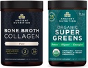 Ancient Nutrition Bone Broth Powder, Pure, 30 Servings + Organic Supergreens Powder, Greens Flavor, 25 Servings
