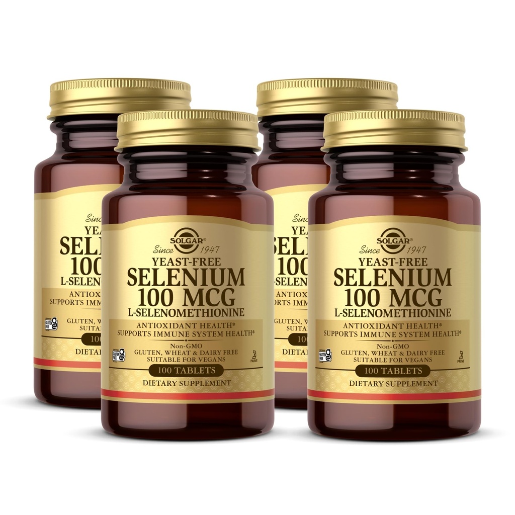 Solgar kvasinka bez selénu 100 mcg - 100 tabliet, balenie po 4 - podporuje Antioxidant a imunitný systém zdravie - non-GMO, Gluten Free, Dairy Free, Kosher - 400 celkové služby