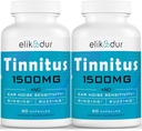 1500 MG Tinnitus pre zvonenie uší, Tinnitus doplnok pre zvonenie uší, proprietárna bylinné zmes, ušný tinitus pre ženy mužov, (60 Caps, 2-Pack)