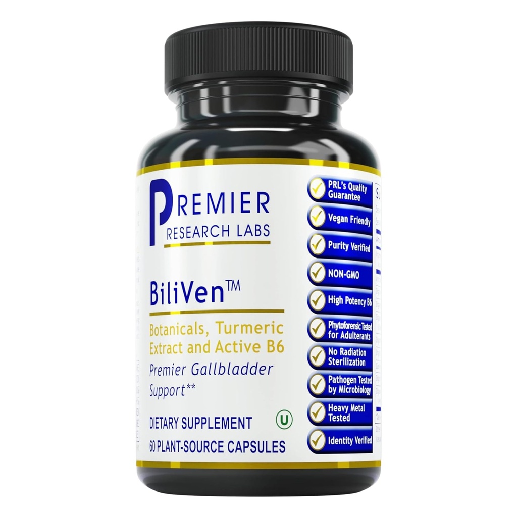 Premier Research Labs BiliVen - Galbladder & Pečeň očistiť doplnok, Gallbladder Podpora Pills s Artichoke extrakt, Milk Thitle, Vitamín B6, Beet Root, Turmeric, Curcumin- 60 Vegetariánske kapsule