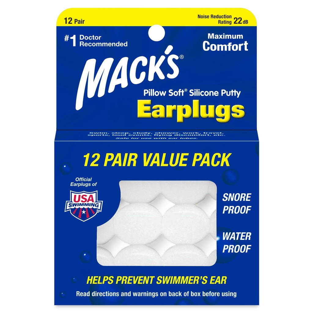 Mack's Pillow Soft Silicle Ear plugs, 12 Pair 