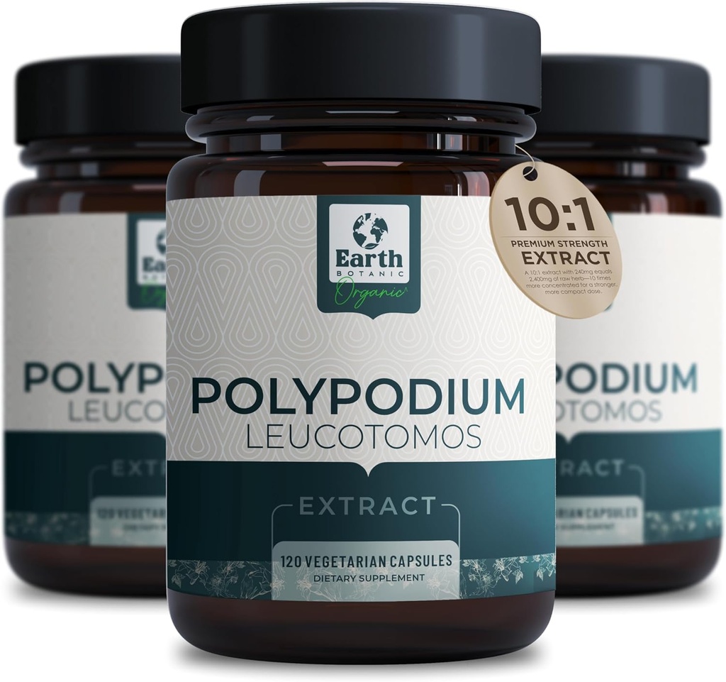 Polypódium Leukotomos Extract 10:1, 240 mg,120 Veg Kapsule - Podporuje prírodné zdravé starostlivosť o pleť- Antioxidant- Prírodné kože Tone- Vegetarián, Non- GMO 4 Mesiac dodávky