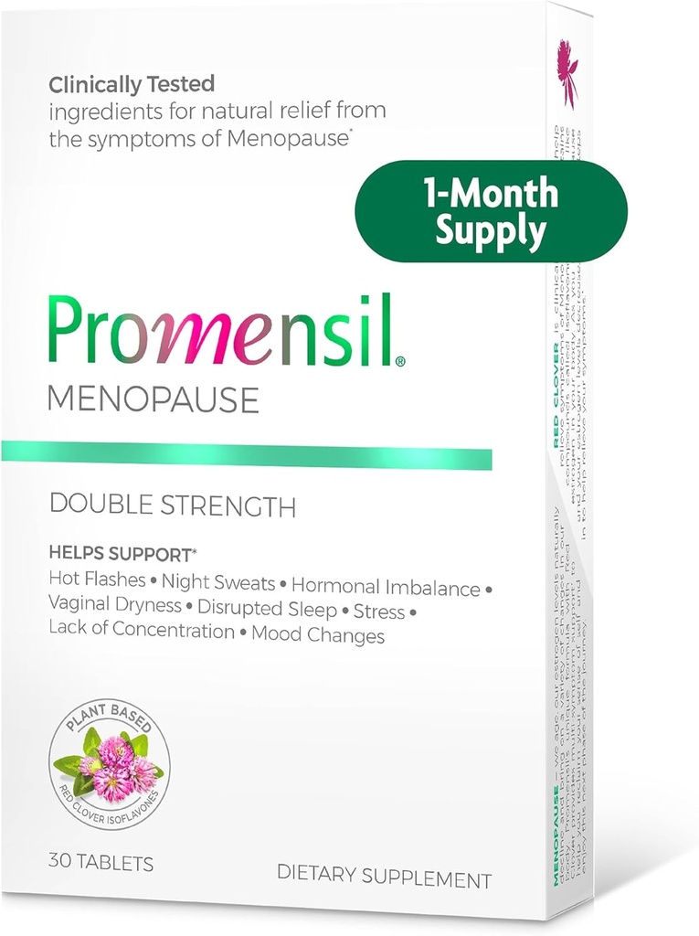 Promensil Menopauza Double Strength - Menopauza Doplnky pre ženy, Red Clover Isoflavones, pomáha podporovať horúce záblesky, nočné potenie, nepokoj - 30 Počet