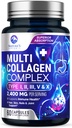 Multikolagénové Peptidy Supplement for Hair, Nail, Skin - Typ I, II, III, V, X, Collagen Powder Pills - Grass-Fed, Hydrolyzed for Bone and Joint Support for Women & Men, Non-GMO - 60 Kapsule