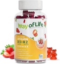 Vitamín D3 5000 IU (125 mcg) + K2 (MK-7) 100 mcg Gummy bez cukru, Jahoda - 120 počet, kosti a srdce zdravie pre dospelých, svalová zábava, pektín, chutný, Chewy, non-GMO, bezlepok, bez želatíny