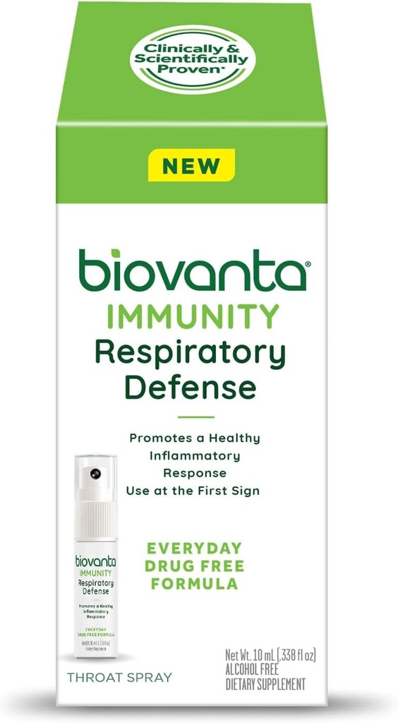 Biovanta Imunity Hrudník sprej, 10ml, Prírodná imúnna podpora a upokojujúce úľava bolesti hrdla, respiračná obrany, prebiotiká na podporu zdravia Gut