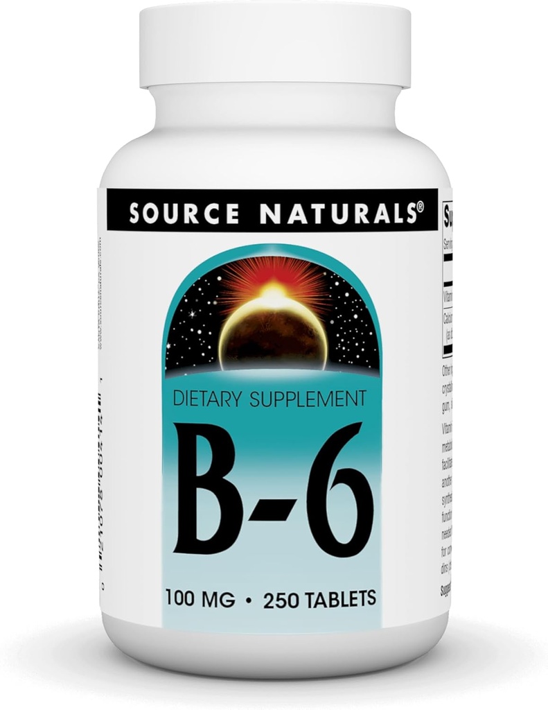 Zdroj Naturals Vitamín B-6, 100 mg Imunitný systém Podpora - 250 tabliet