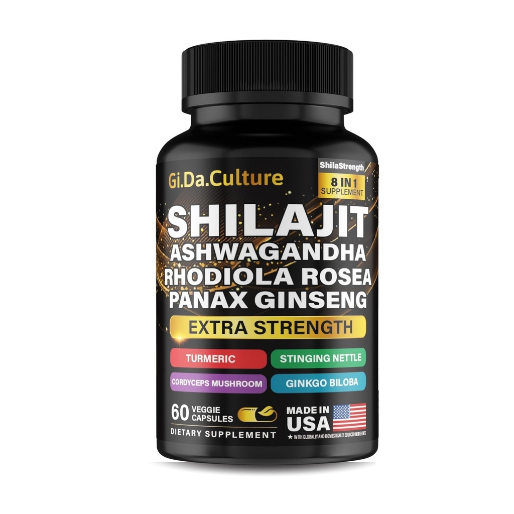 Shilajit Ashwagandha Rhodiola Rosea Panax Ginseng - od Muži a ženy - Shilajit Kapsule - 60 Veggie Kapsule