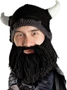 Beard Head Viking Looter - Original Handmade Knit Prilba a odnímateľný čierny medvedík