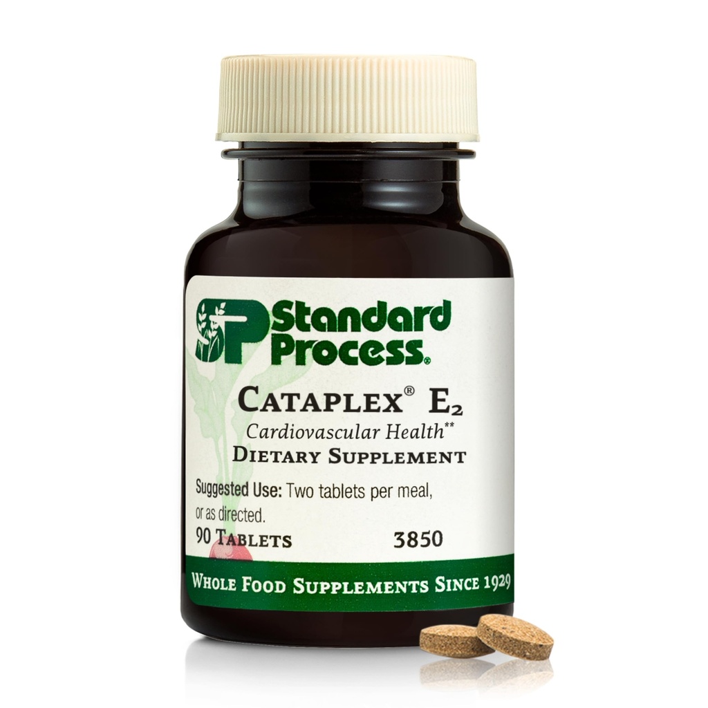 Štandardný proces Kataplex E2 - Vitamín E a selén doplnok pre kardiovaskulárne a bunkové zdravie - Antioxidant podpora pre zdravie srdca - non-Dairy & Non-Soy - 90 tabliet