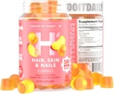 Zdravie podľa Habit vlasy, koža a nechty doplnok (60 Gummies) - 2500mcg biotín, vitamín C, vitamín E, silné nechty, Peach Flavor, Vegan, Gluten bez, non-GMO