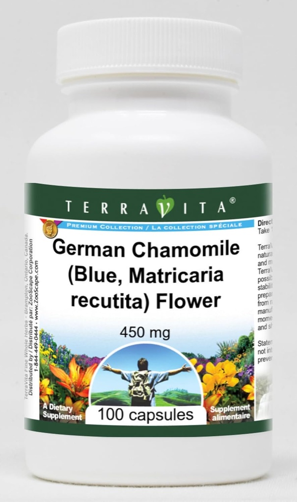 Nemecká harmančeka (modrá, Matricia recutita) Kvet - 450 mg (100 kapsúl, ZIN: 516213) - 3 balenia