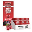 Výživové návrhy LPS Liquid Collagen & Whey Protein Supplement - Non-GMO nápoj, bez cukru - Podporuje zdravú pokožku a vlasy pre mužov a ženy, Cherry, Single Serve (25 paketov)