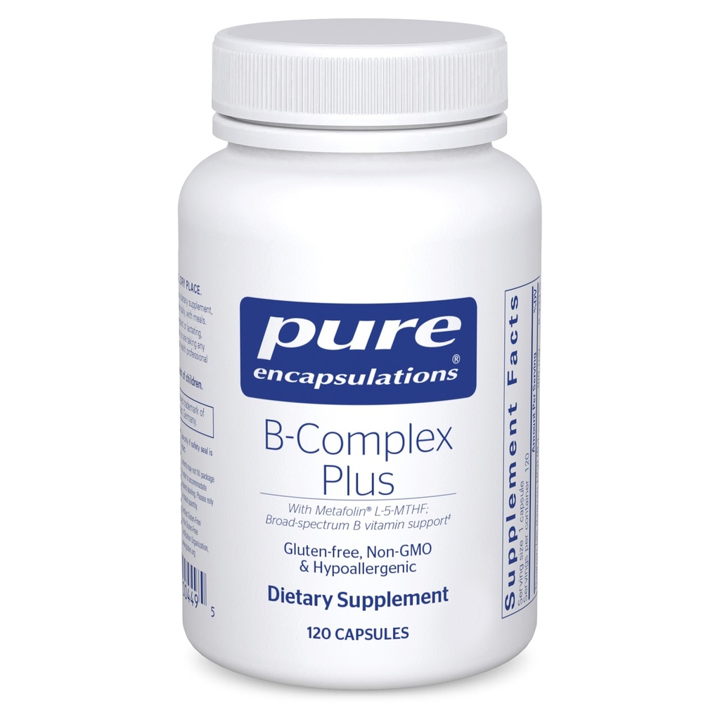 Pure Encapsulations B- Complex Plus - B Vitamíny doplnok na podporu neurologické zdravie, Kardiovaskulárne zdravie, Energetické hladiny a podpora nervového systému* - s vitamínom B12 a viac - 120 Kapsule