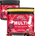 Llama Naturals Kids Multivitamínové Gummies, Vegan, Organické s vitamínom D, C & K, Batoľa skutočné ovocie Gummy vitamíny, žuvacie doplnok, celý potravinový multivitamín, žiadny pridaný cukor trstiny, Cherry, 2 Pk