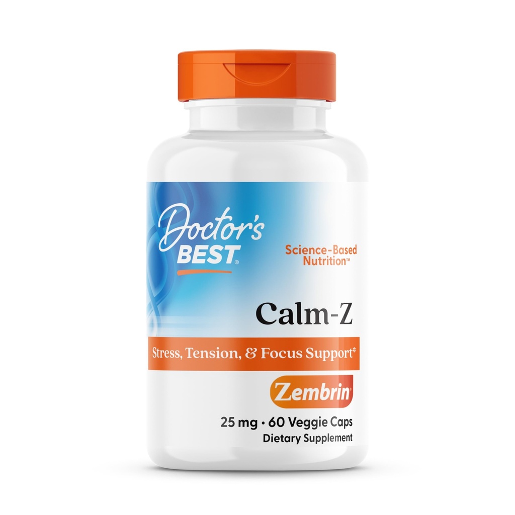 Lekár je najlepší pokoj so Zembrinom, stres a podpora nálady, 25 mg Veggie Caps, 60Count