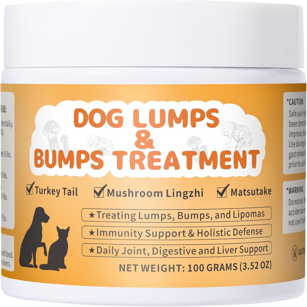 Lipoma Liečba pre psy, lumpy a Bumps pes doplnok -Mushroom Powder for Psy Support Digestive & Immune System, zlepšenie mobility, 3.52 oz