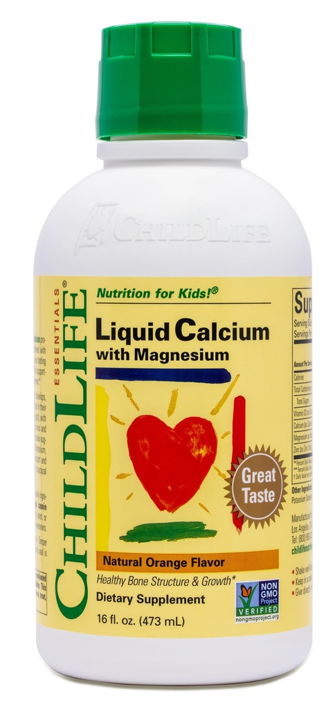 ChildLife Essentials Liquid Calcium Supplement for Kids - Baby Calcium with Magnézium, Zinok, and Vitamín D3 - Orange flavor, 16 fl oz (1 balenie)