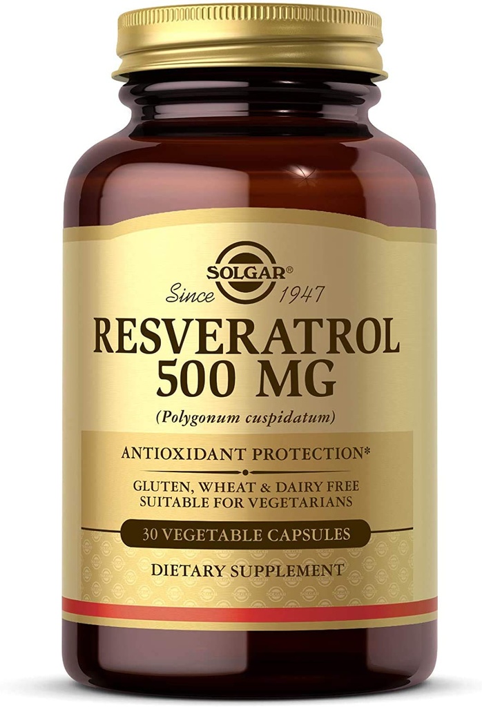 Solgar Resveratrol 500 mg, 30 Rastlinné kapsuly - Antioxidačná ochrana - bezlepkové, bez mliečnych výrobkov - 30 porcií