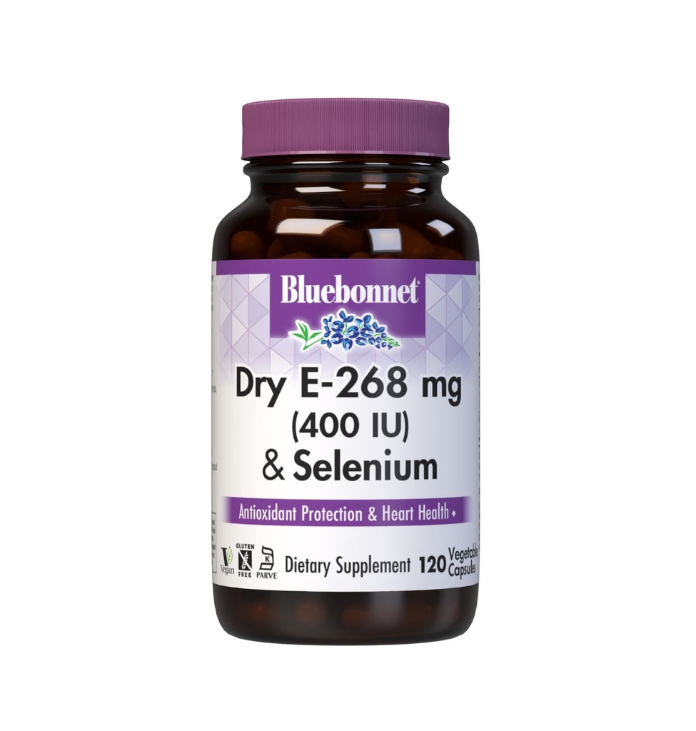 BlueBonnet Dry E-400 IU Plus Selenium Vegetariánske kapsuly, 120 gróf, biela