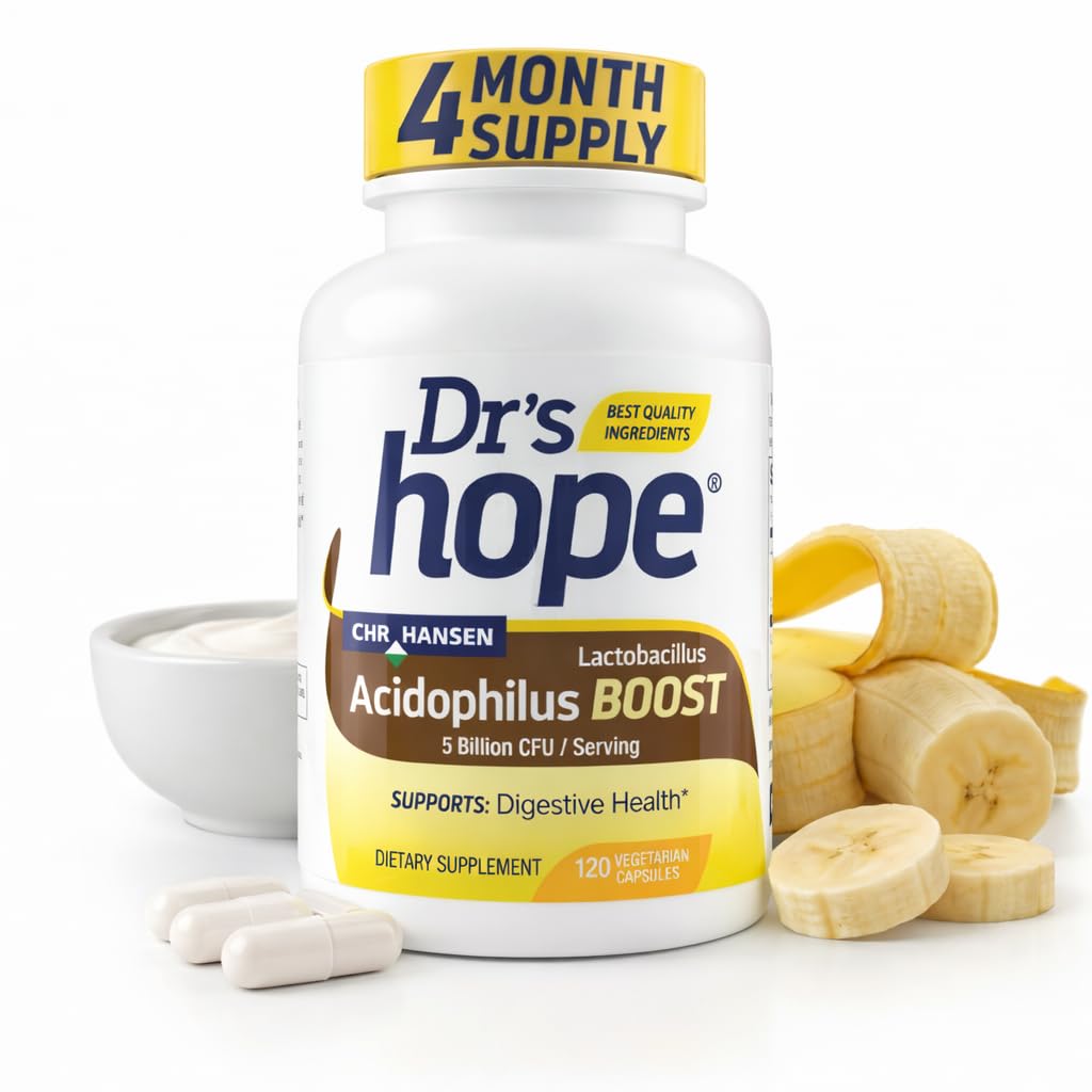 Lactobacillus Acidophilus Boost 5B CFU - Probiotiká pre trávivé zdravie - Podpora tráviaceho zdravia, imunitné funkcie, a celkové zdravie Gut - 120 Veggie Kapsule, Made in The USA