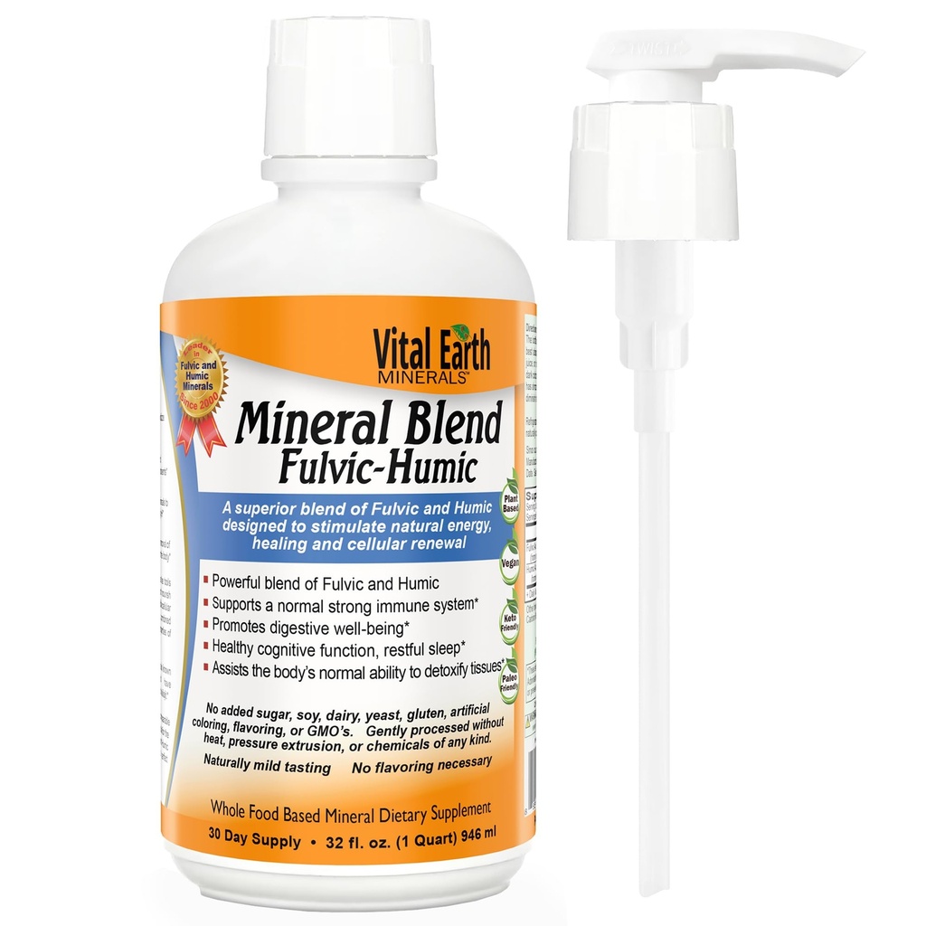 Vital Earth Minerály Fulvic Humic Mineral Blend Tekutina s čerpadlom 