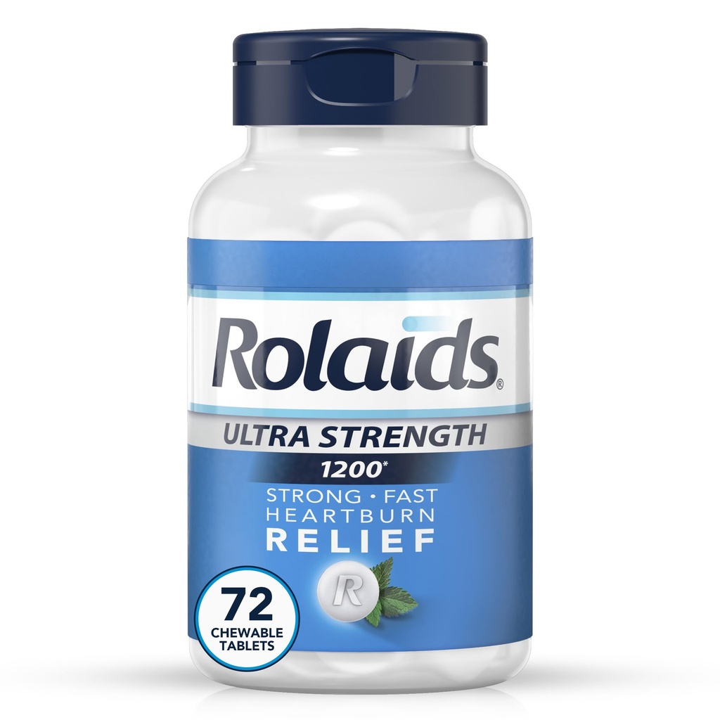 Rolaids Ultra Strength Antacidum Žuvacie tablety, Mäta, 72-Count