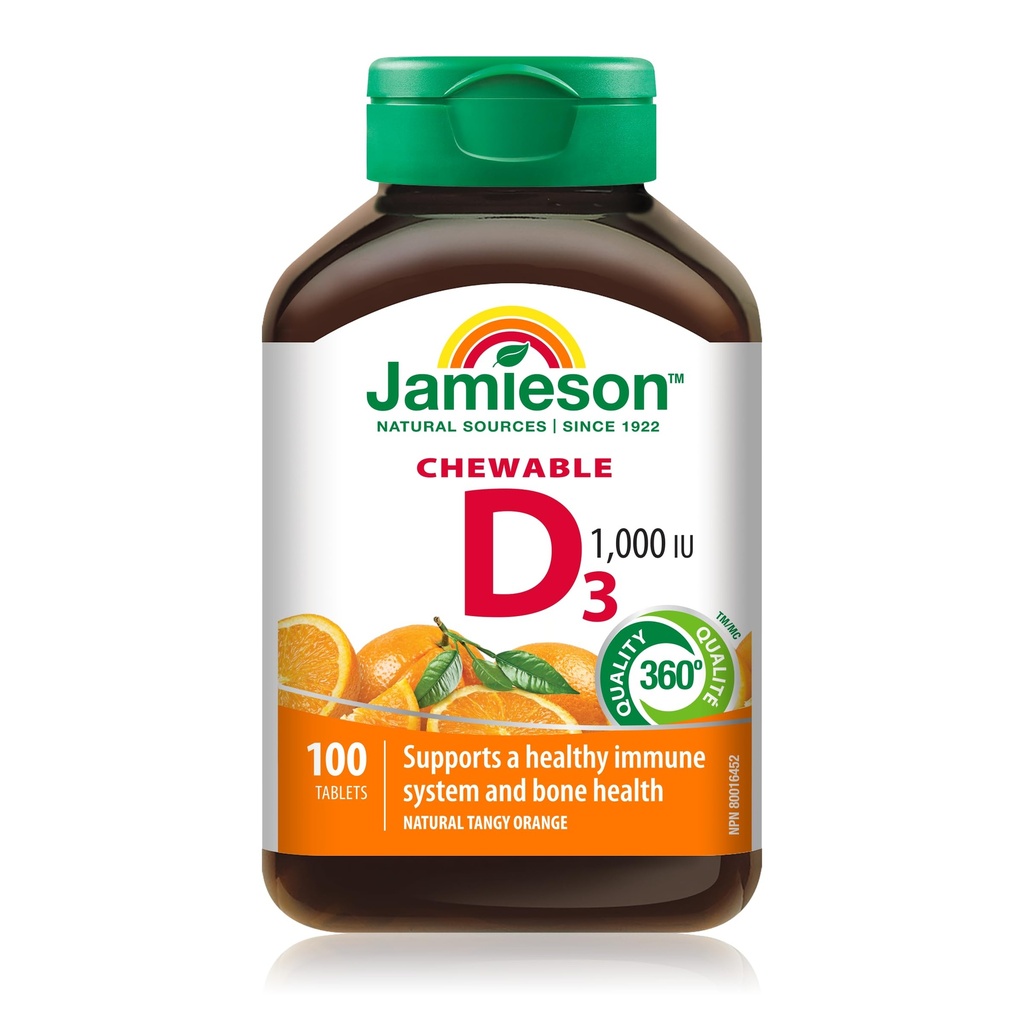 Jamieson Natural Tangy Orange Žuvateľný vitamín D 1000IU 100 tabliet
