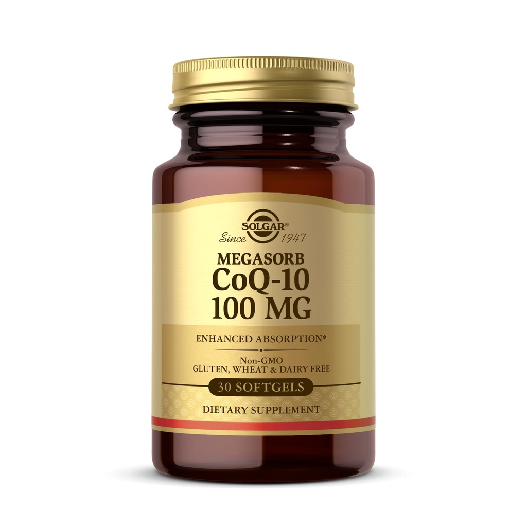 Solgar Megasorb CoQ-10 100 mg - 30 Softgels - Enhanced Absorbtion - Non-GMO, Gluten Free, Dairy Free - 30 Servings