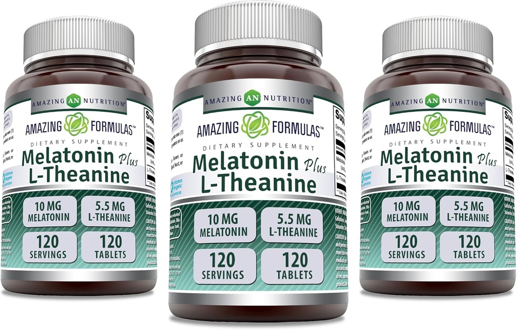 Amazing Formula Melatonin 10 Mg Plus L- Theanine 5.5 Mg Supplement 