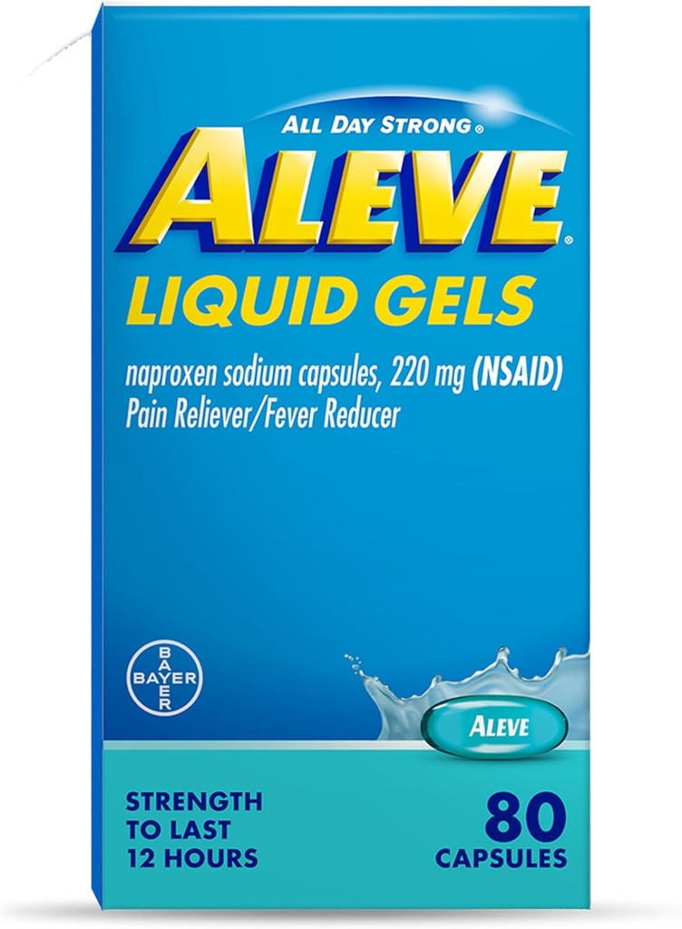 Aleve Bolesť Reliever & Fever Reducer Tekuté gély, Naproxen sodný, úľava od bolesti, 80 Počet
