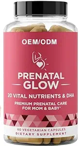 Prenatálna žiara Vital Nutrients & DHA - Premium Prenatálna starostlivosť pre mamičku a dieťa pre ženy na podporu fetálneho vývoja, Viac príjemné tehotenstvo 1 Mesiac dodávky 60 Kapsule