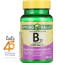 Tablety s vitamínom B12, 1000 Mcg, 60 g, B12 komplex pre ženy a mužov so 45 dekódovanými cukrovkami