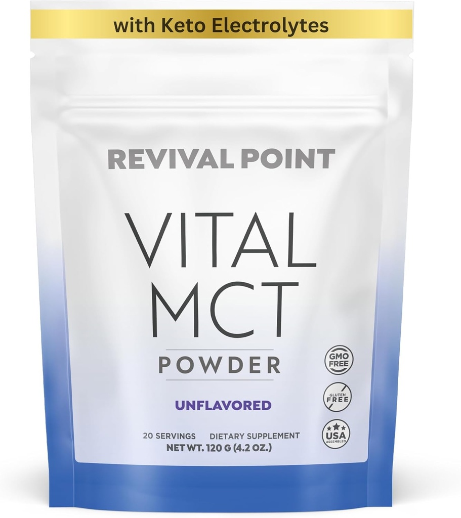 Prémiový neochutený MCT olej prášok s Keto Electrolytes- Creamer pre kávu, čaj, a Shakes- Obsahuje 15x Biodostupný chróm pikolinát, C10 a C8 MCT olej odvodený z kokosových orechov
