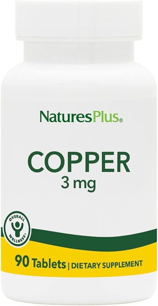 NaturesPlus Copper 3 mg - 90 tabliet - Podpora celkového wellness - bezlepkové - 90 Servisov