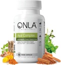 ONLA Vegan Ayurveda Bylinné doplnky (20-v-1 bylinné kapsule) - Turmérske doplnky s Ashwagandha, Škorica, Triphala, Brahmi - prírodné zložky, bylinné energetické doplnky (60 cap)