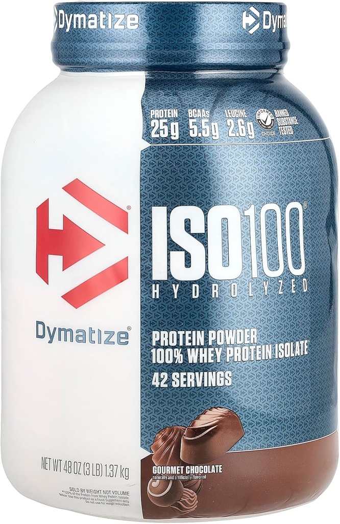 Dymatizácia ISO100 Hydrolyzovaný, 100% srvátkový proteín izolát, gurmánová čokoláda, 3 lb (1,37 kg)