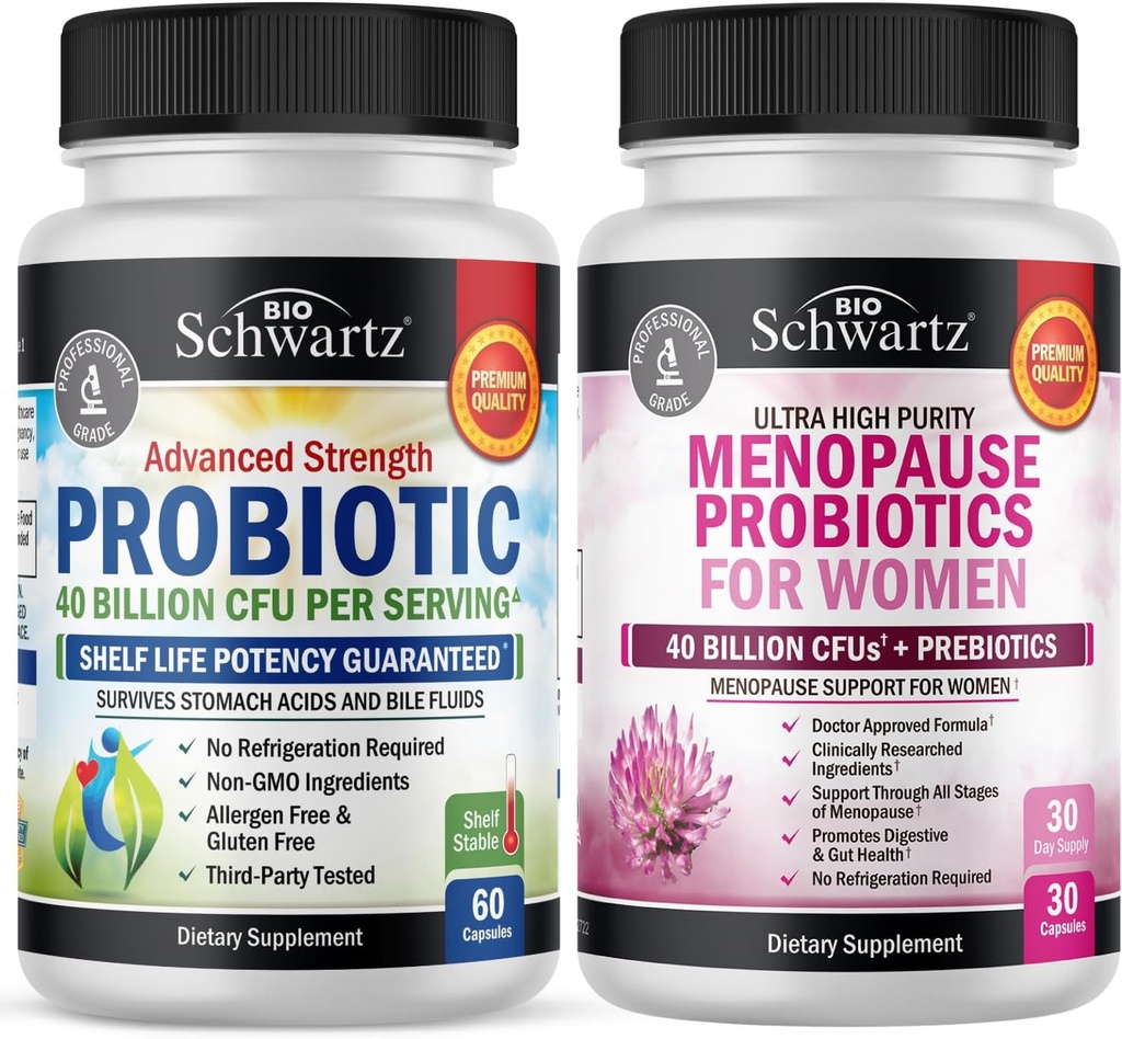 BioSchwartz Probiotikum 40 miliárd CFU 60 Počet + Menopauza Probiotiká pre ženy 30 Počet