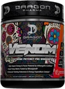 DRAGON PHARMA Venom Extreme Potency Pre-Workout, Laser Sharp Focus + Energy, Intense Performance, Osvedčené zložky pre vylepšenú vazodilatáciu a vytrvalosť (40 Servings, Mangonada)