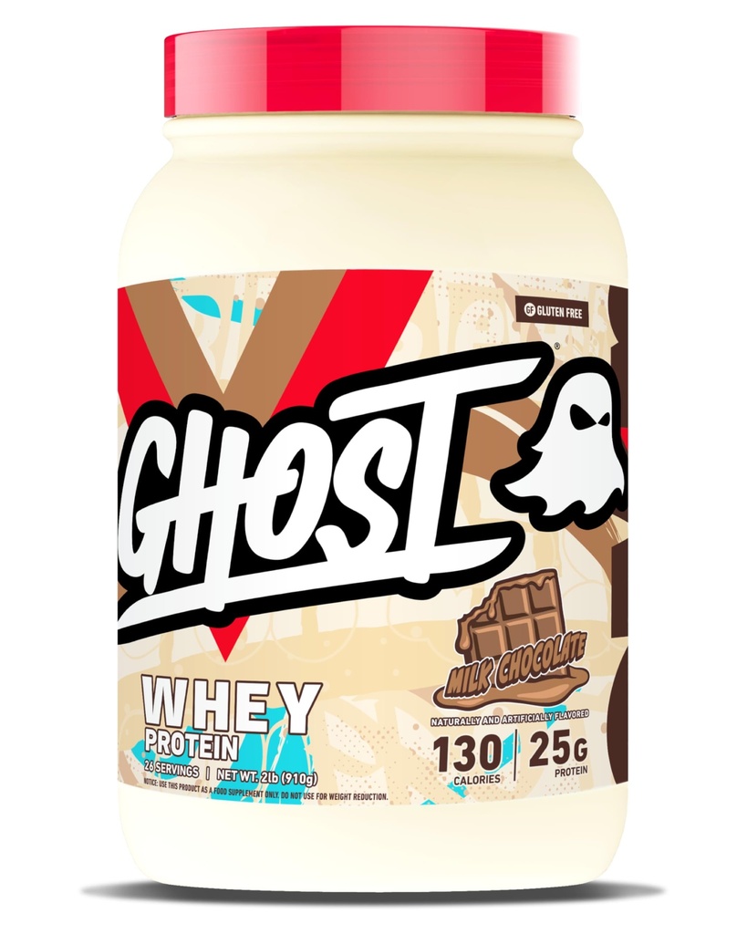 GHOST Srvátkový proteínový prášok, Mliečna čokoláda - 2LB, 25G proteínu - Srvátkový proteín zmes - 