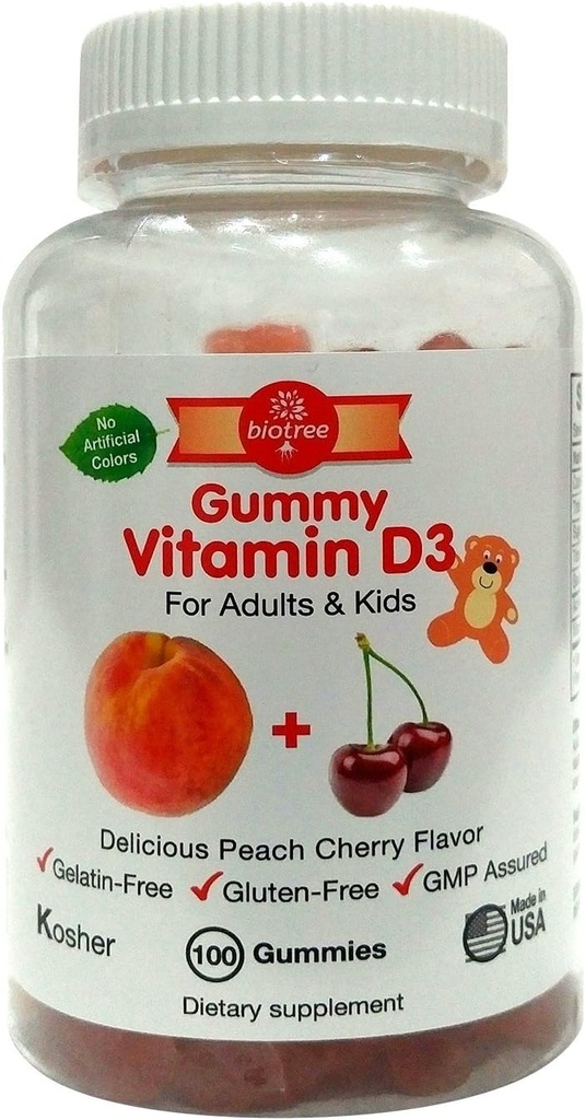 BioTree Labs vitamín D Gummy medvede - balenie 100, pre dospelých a deti 