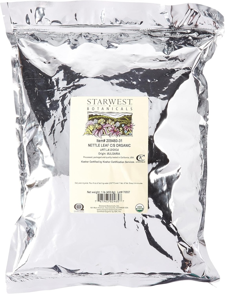 Starwest Botanicals Organic Nettle Leaf Tea Loose Cut and Sifted, 1 libra hromadne - 1 počet