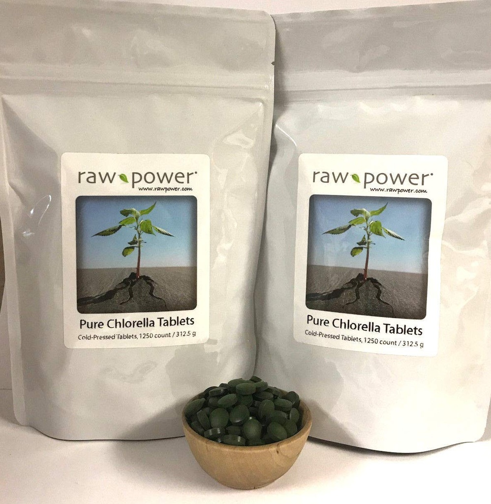 Raw Power Chlorella Tablety (2500 Gróf, 625g), za studena lisované, 100% surové a čisté, z Organics