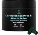 Holistic Bin Organic Sea Moss Capsules 100% Pure Caribbean Sea Moss + Dulse Seaweed 