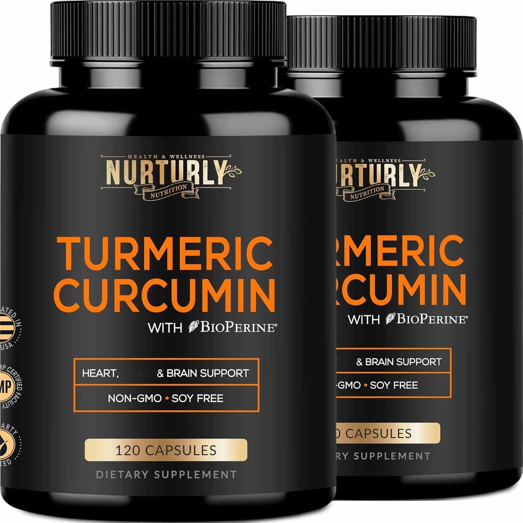 Kurkumín s BioPerine Black Pepper a 95% Curcuminoids - Vysoká absorpcia Turmeric Doplnky 1300mg pre Hearth Health - Non-GMO, Gluten Free - 240 Kapsule