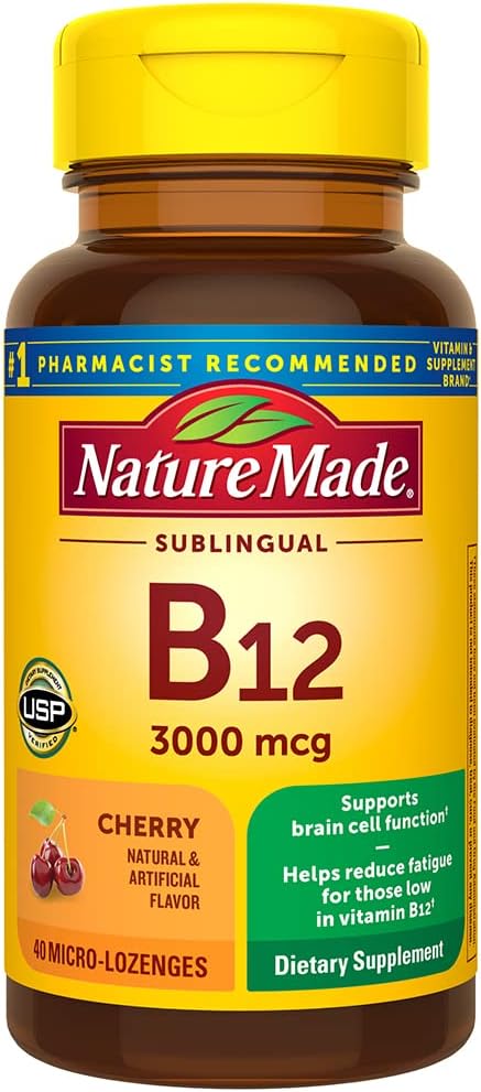 Nature Made Vitamin B-12 3000 MCG Sublingválne, 40 Počet (Pack of 3)